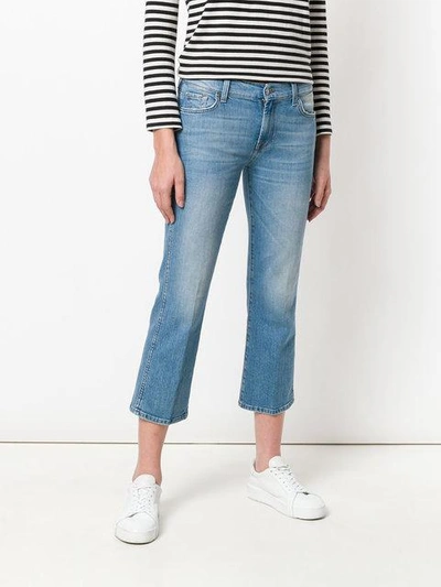 Shop 7 For All Mankind Cropped Flared Jeans In Blue