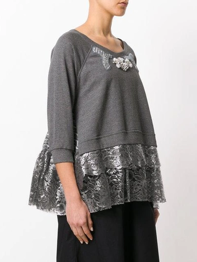 Shop Antonio Marras Metallic Lace Trim Sweatshirt