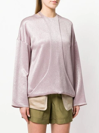 Shop Valentino Hammered Lame Top - Pink