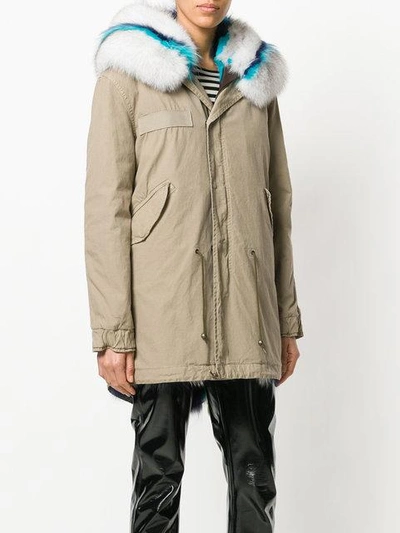 Shop Mr & Mrs Italy Fur Lined Midi Parka - Neutrals