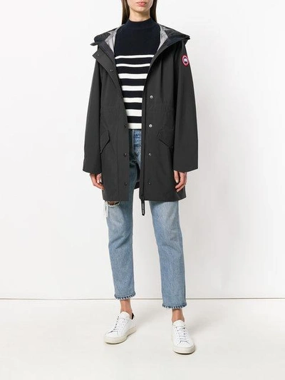 Shop Canada Goose Hooded Zipped Front Parka In Black