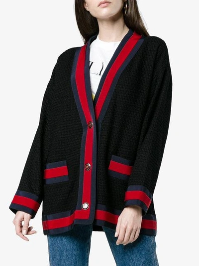 Tweed Contrast Stripe Cardigan