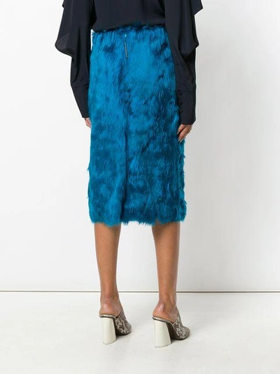Shop Marni Llama Fur Pencil Skirt - Blue