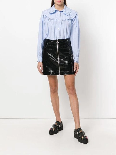 Shop Alexa Chung Ruffled Stripe Shirt In Blue