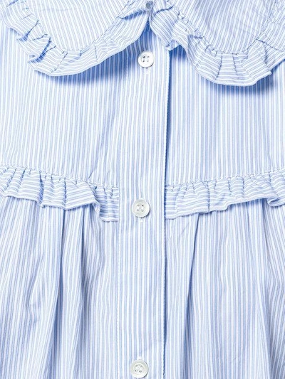 Shop Alexa Chung Ruffled Stripe Shirt In Blue
