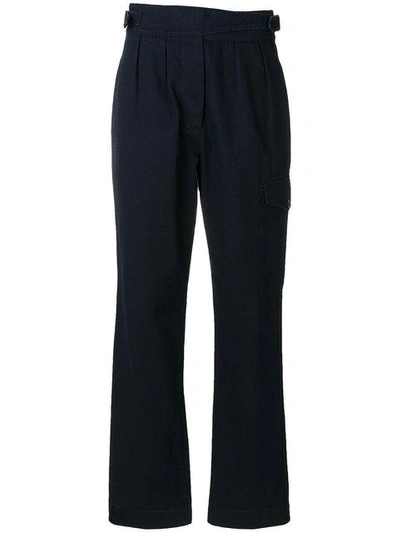 Shop Margaret Howell High Waist Cargo Trousers In Blue