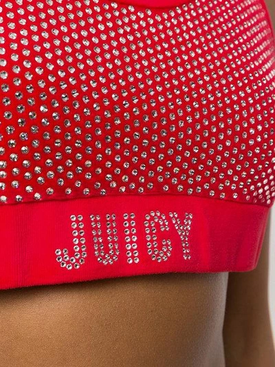 Shop Juicy Couture Swarovski Embellished Velour Crop Top In Red