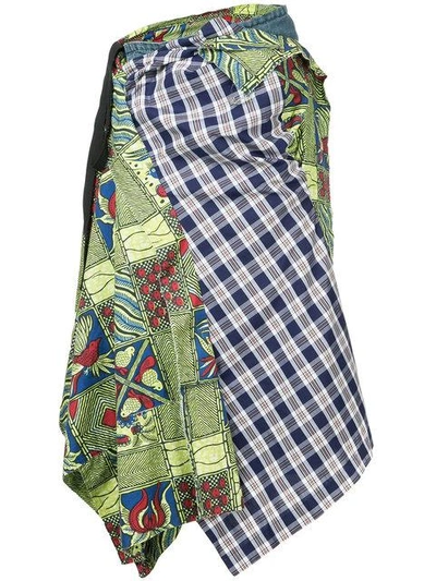 Shop Junya Watanabe Comme Des Garçons Vintage Denim Patchwork Wrap Skirt - Multicolour