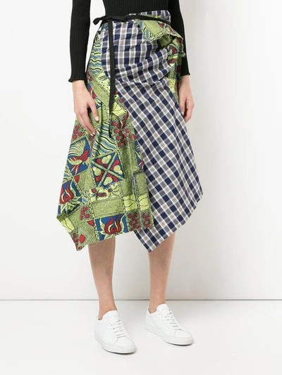 Shop Junya Watanabe Comme Des Garçons Vintage Denim Patchwork Wrap Skirt - Multicolour