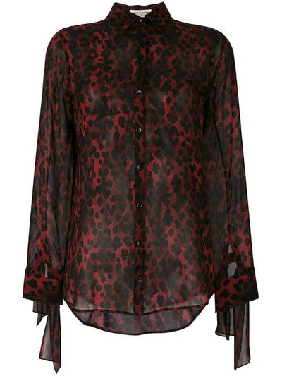 Shop Saint Laurent Sheer Leopard Print Shirt - Red