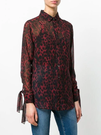 Shop Saint Laurent Sheer Leopard Print Shirt - Red