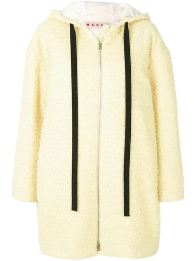 Shop Marni Hooded Straight Fit Coat - Yellow