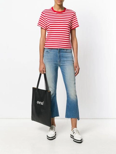 Shop Mother Insider Crop Step Fray Jeans In Blue