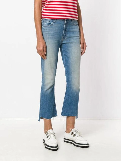 Shop Mother Insider Crop Step Fray Jeans In Blue