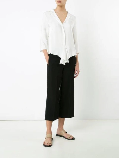 Peter Cohen Seidenbluse Mit Volants In White