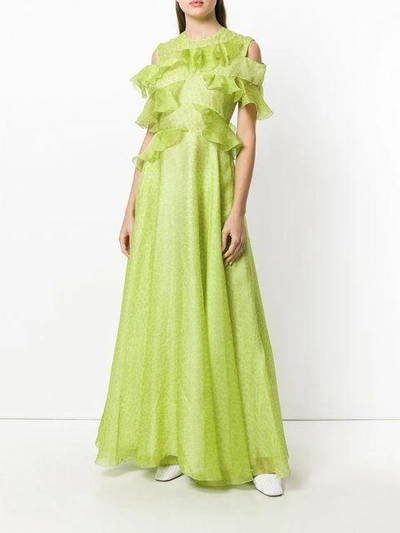 Shop Maison Rabih Kayrouz Ruffle Trimmed Gown In Yellow