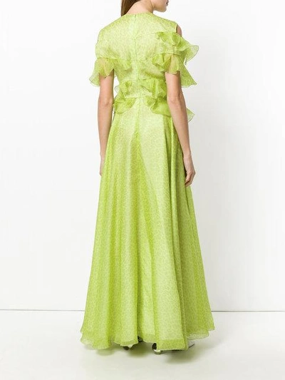 ruffle trimmed gown