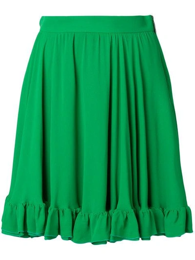 Shop Msgm Frill Hem Skirt In Green