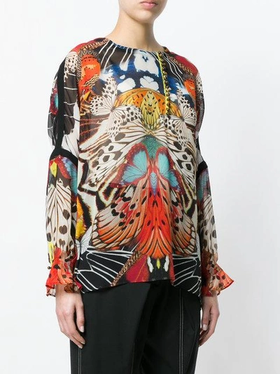 Shop Roberto Cavalli Butterfly Print Blouse In Multicolour