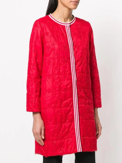 Shop Ermanno Ermanno Embroidered Quilted Coat In Red