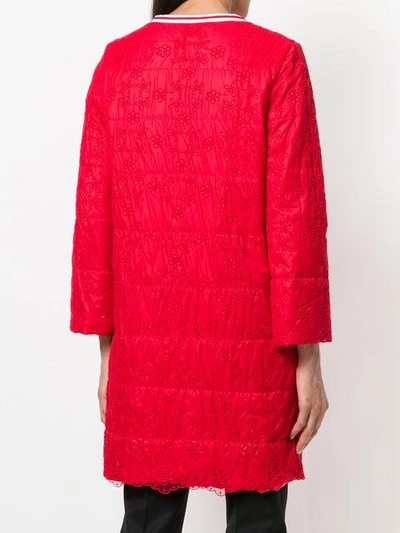 Shop Ermanno Ermanno Embroidered Quilted Coat In Red