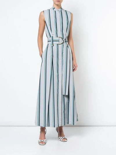 Shop Diane Von Furstenberg Belted Stripe Dress In Grey