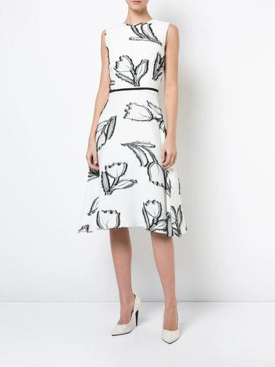 Shop Oscar De La Renta Floral Print Dress - White