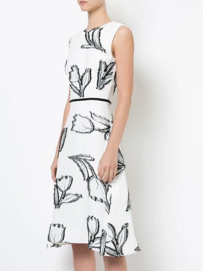 Shop Oscar De La Renta Floral Print Dress - White
