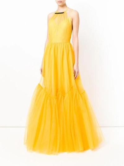 Shop N°21 Nº21 Backless Tulle Gown - Yellow & Orange