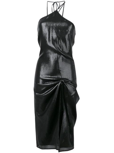 Shop Helmut Lang Asymmetric Slip Dress In Black