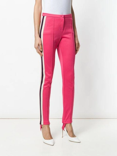 Shop Gucci Striped Strirrup Trousers In Pink