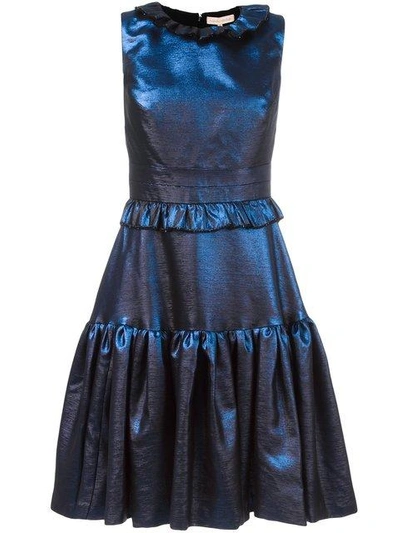 Shop Maria Lucia Hohan Ruffled Flare Dress In Blue