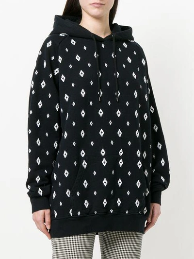 Shop Marcelo Burlon County Of Milan Embroidered Knit Hoodie In Black