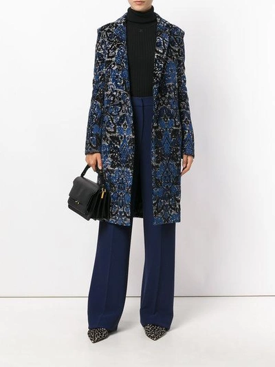 Shop Femme By Michele Rossi Embroidered Single Breasted Coat - Blue