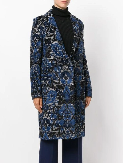 Shop Femme By Michele Rossi Embroidered Single Breasted Coat - Blue