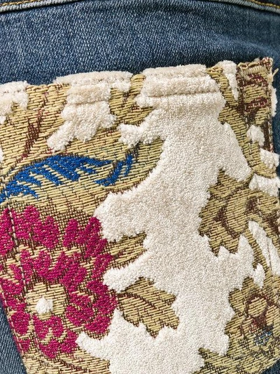 Dolce & Gabbana Button Embellished And Brocade Appliqué Distressed Jeans - Blue In Blue