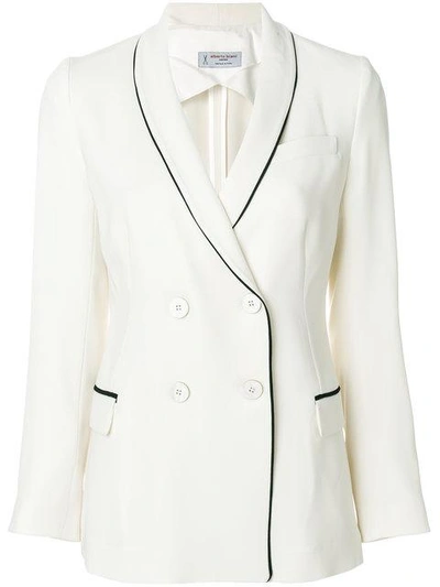 Shop Alberto Biani Double Breasted Fitted Jacket In Neutrals