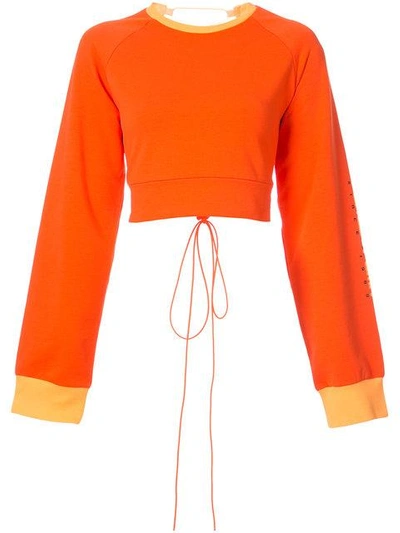 Shop Fenty X Puma Laced Crop Sweatshirt - Orange In Yellow & Orange