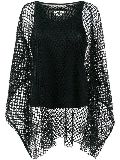 Shop Mm6 Maison Margiela Fish Net Layered Blouse In Black