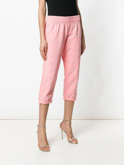 Shop Gcds Monogram Cropped Track Trousers In Pink