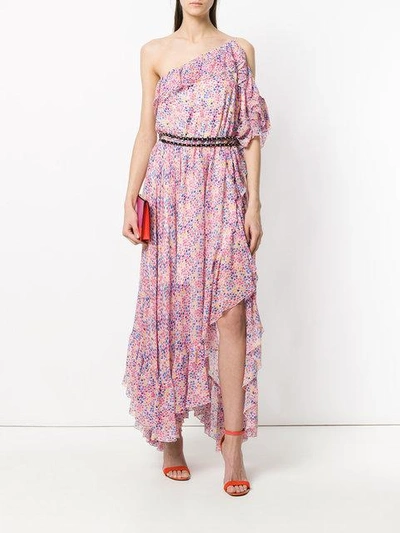Shop Philosophy Di Lorenzo Serafini Printed One Shoulder Dress In Pink