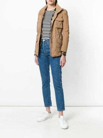 Shop Bazar Deluxe Layered Cargo And Bomber Jacket In Neutrals