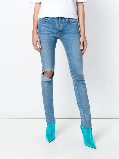 Shop Balenciaga Skinny-jeans In Distressed-optik - Blau In Blue