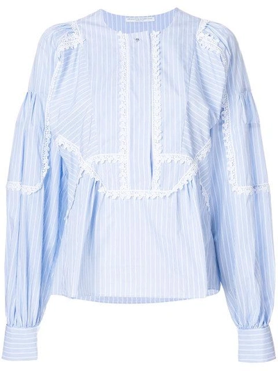 Shop Ermanno Scervino Striped Poplin Shirt - White