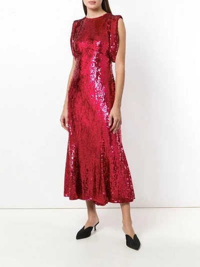 Shop Attico Sequin Midi Dress - Red