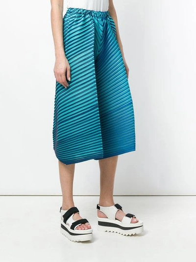 Shop Issey Miyake Pleats Please By  Pleated Cropped Trousers - Blue