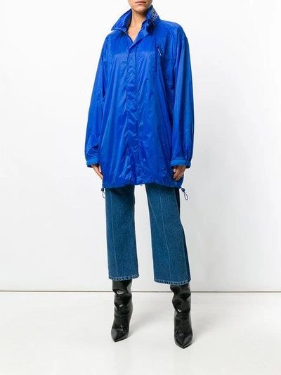 Shop Givenchy Long Line Oversized Coat In Blue