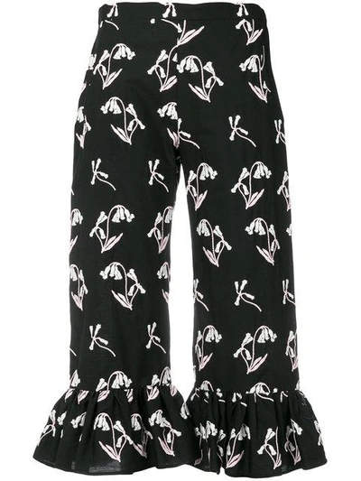 Shop Giuseppe Di Morabito Cropped Flared Floral Trousers In Black