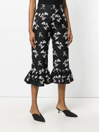cropped flared floral trousers