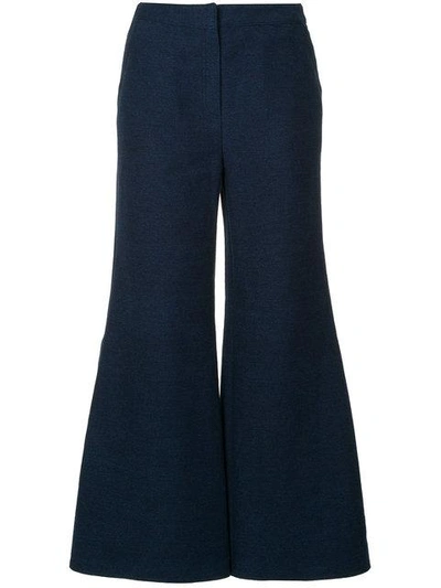 Shop Goen J Wide-leg Flared Denim Trousers In Blue